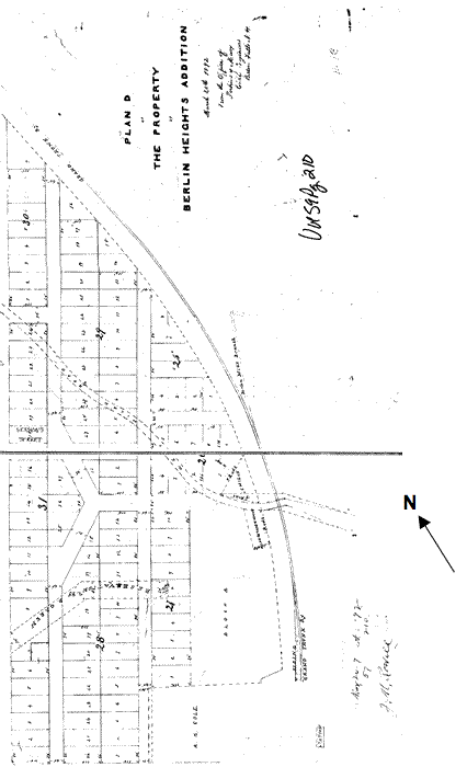 Berlin Heights Addition Land Corp map Plan D 1892 (Perkins and Macy 1892) – first half of plan